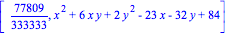[77809/333333, x^2+6*x*y+2*y^2-23*x-32*y+84]